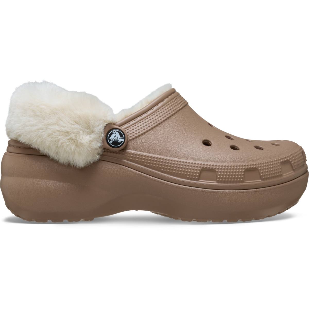 Classic Platform Fuzz Lined Clog - Latte