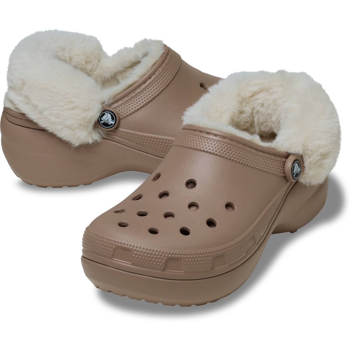 Classic Platform Fuzz Lined Clog - Latte