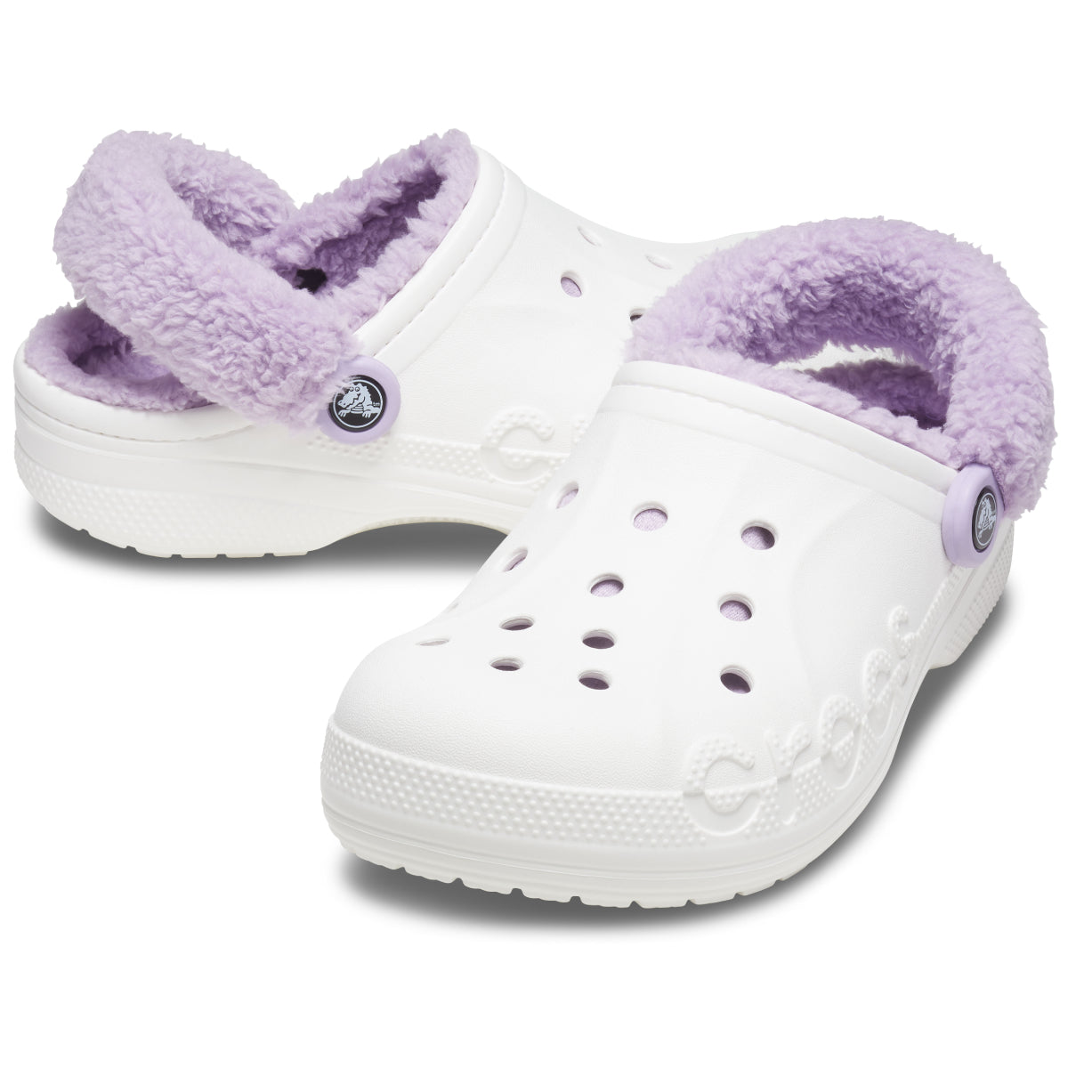 Baya Lined Fuzz Strap Clog - White/Lavender