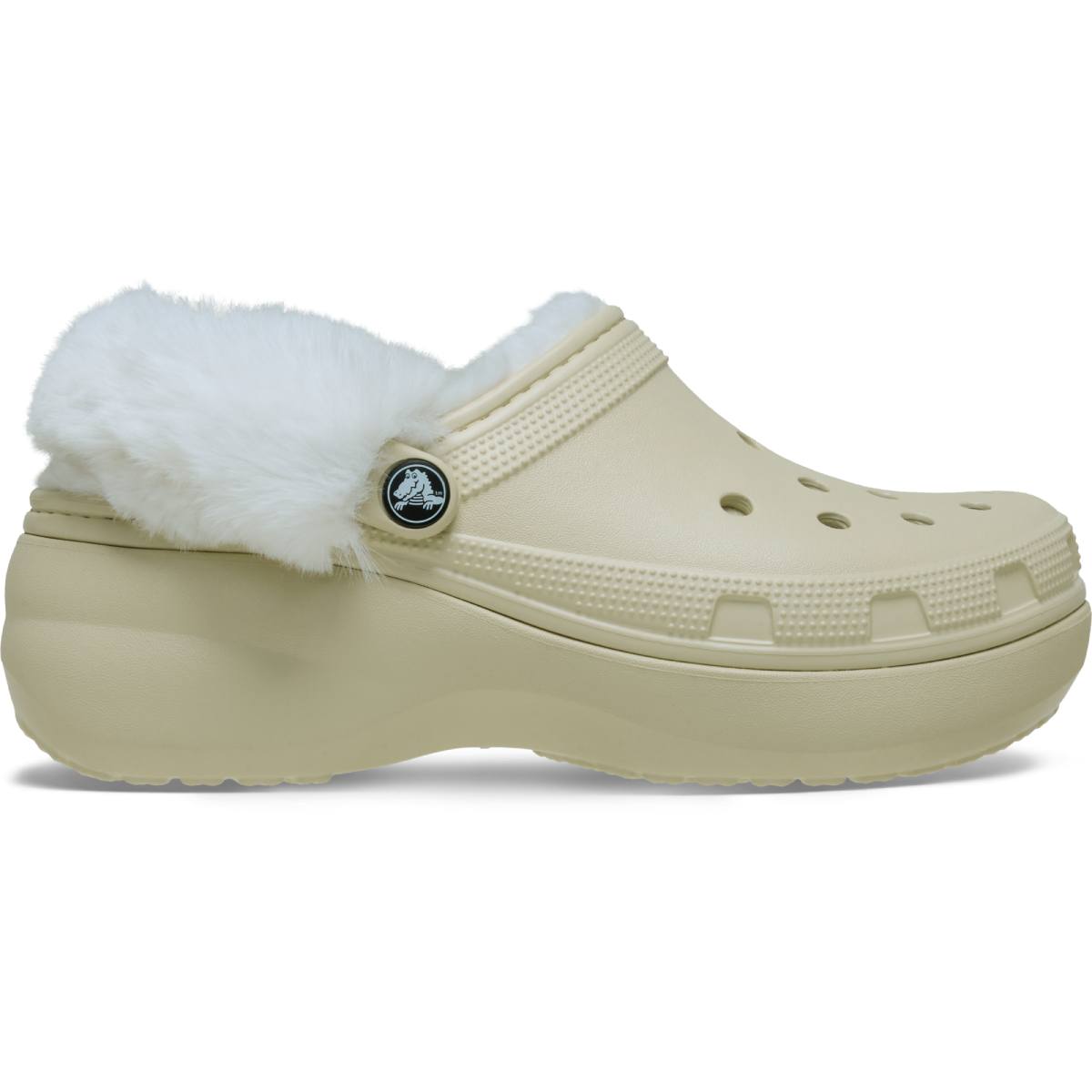 Classic Platform Fuzz Lined Clog - Bone