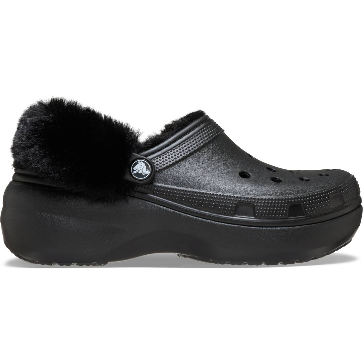 Classic Platform Fuzz Lined Clog - Siyah