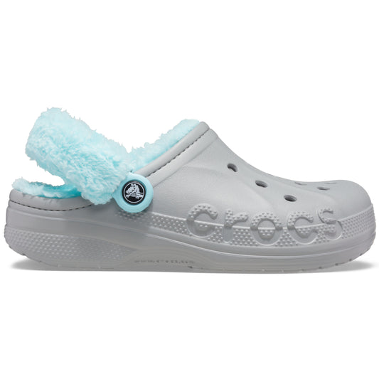 Baya Lined Fuzz Strap Clog - Light Grey/Ice Blue