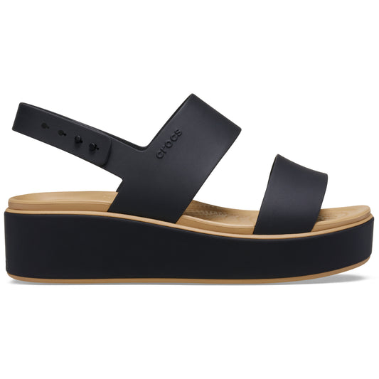 Brooklyn Matte Wrap Low Wedge - Black/Cashew