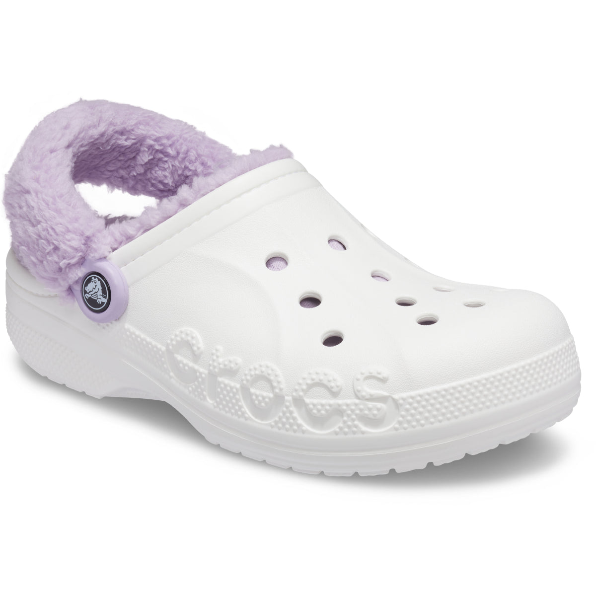 Baya Lined Fuzz Strap Clog - White/Lavender