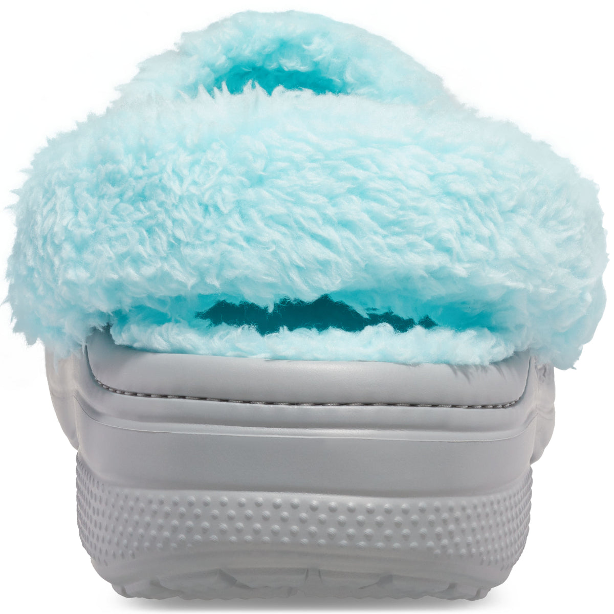 Baya Lined Fuzz Strap Clog - Light Grey/Ice Blue