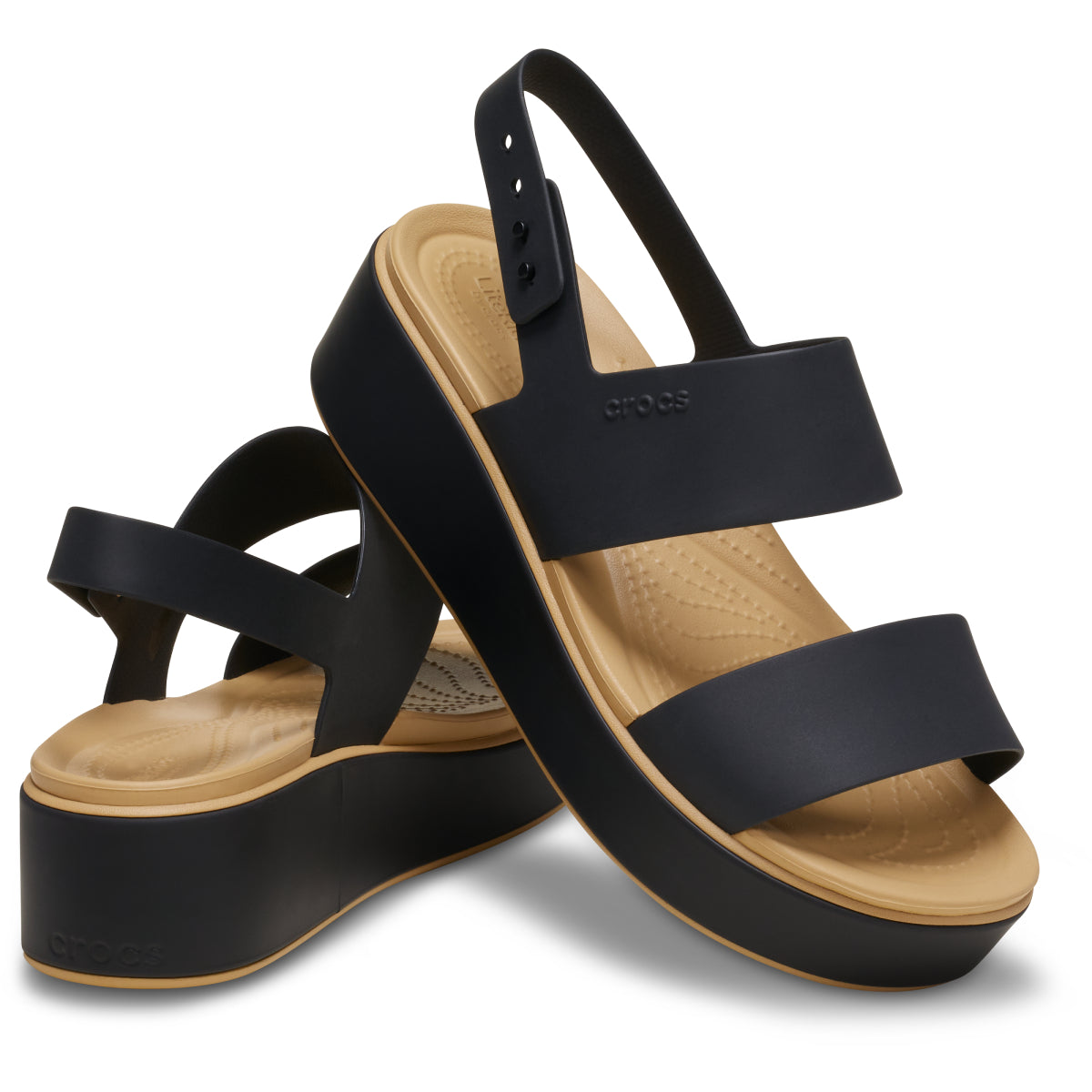 Brooklyn Matte Wrap Low Wedge - Black/Cashew