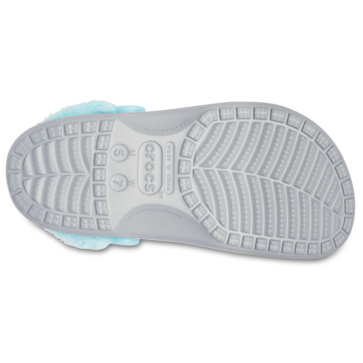 Baya Lined Fuzz Strap Clog - Light Grey/Ice Blue