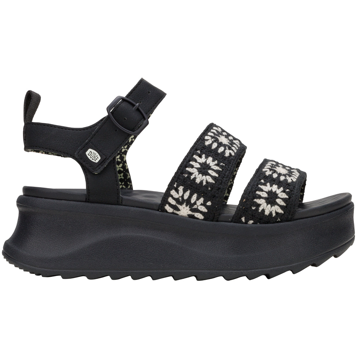 Delray Buckle Cottage Crochet - Black/White