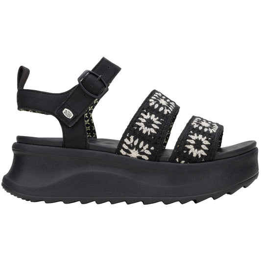 Delray Buckle Cottage Crochet - Black/White