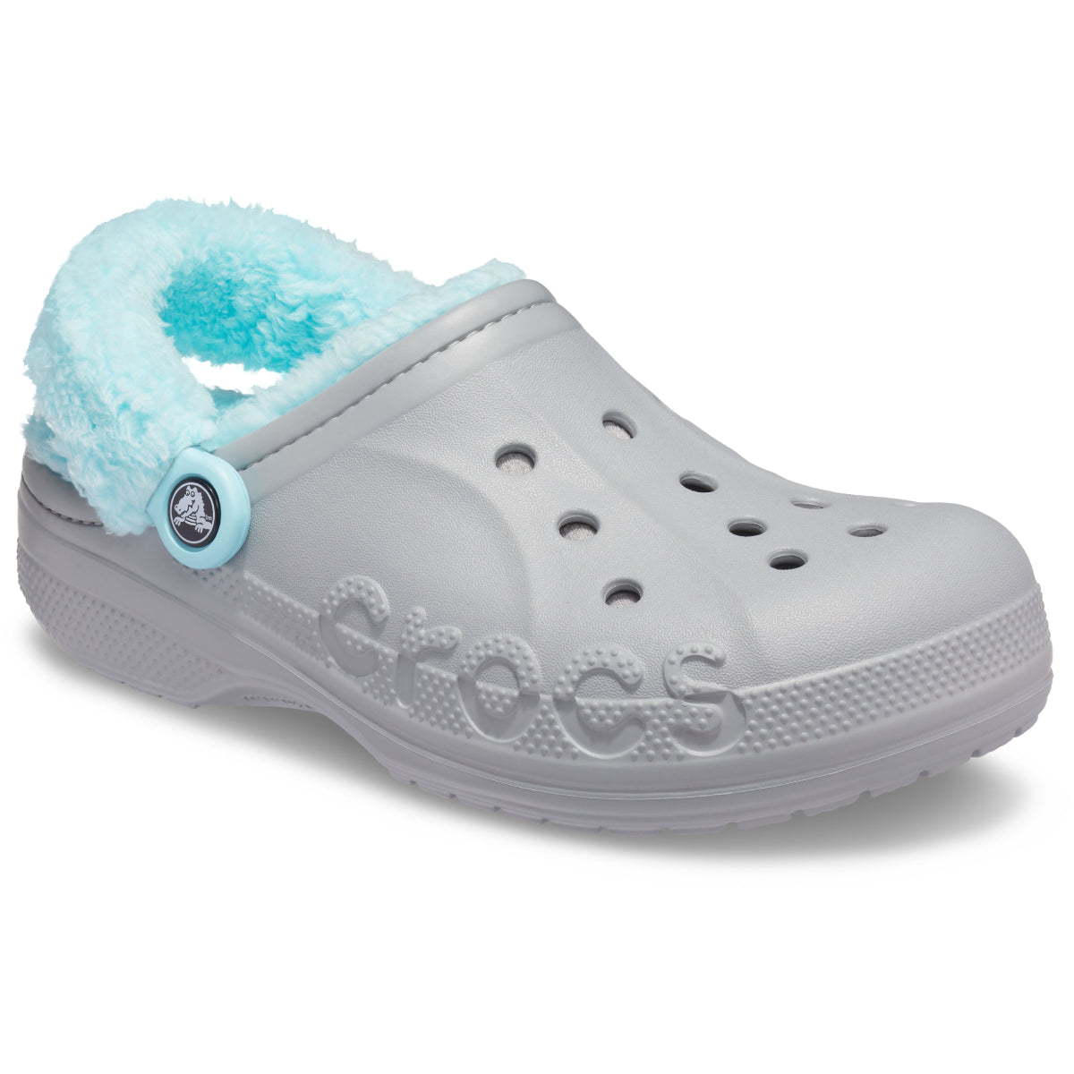 Baya Lined Fuzz Strap Clog - Light Grey/Ice Blue