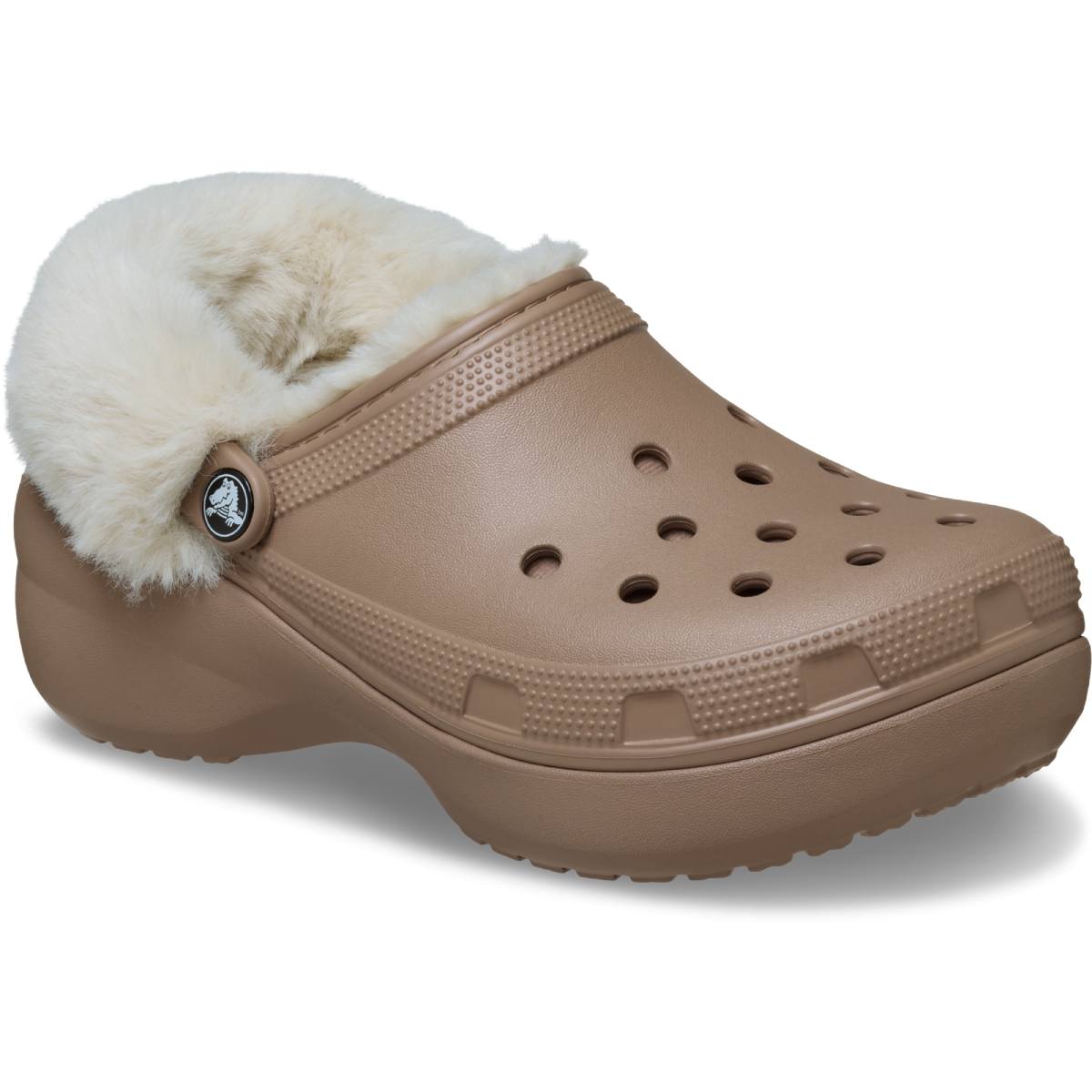 Classic Platform Fuzz Lined Clog - Latte