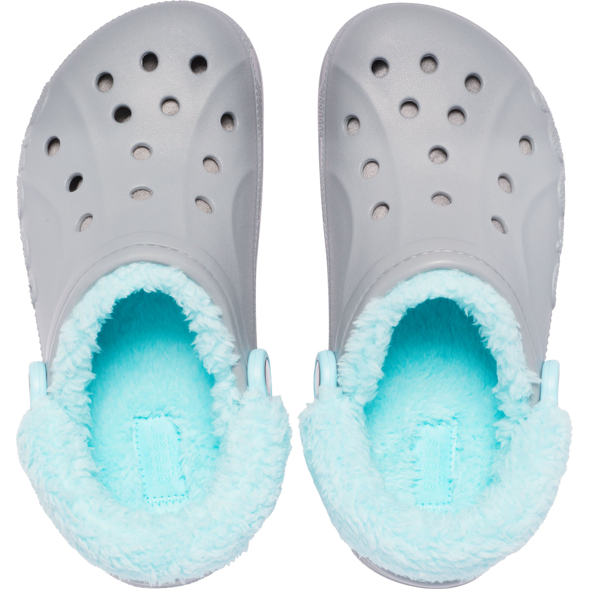 Baya Lined Fuzz Strap Clog - Light Grey/Ice Blue