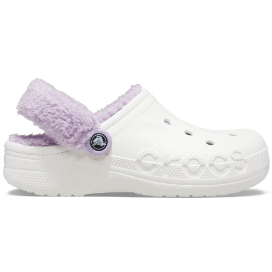 Baya Lined Fuzz Strap Clog - White/Lavender