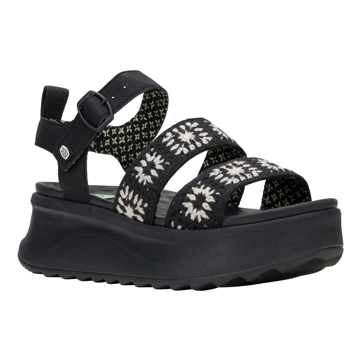 Delray Buckle Cottage Crochet - Black/White