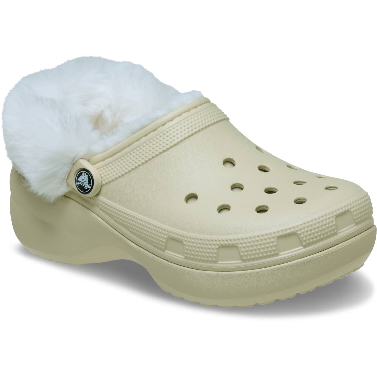 Classic Platform Fuzz Lined Clog - Bone