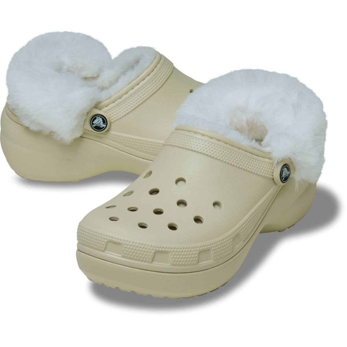 Classic Platform Fuzz Lined Clog - Bone
